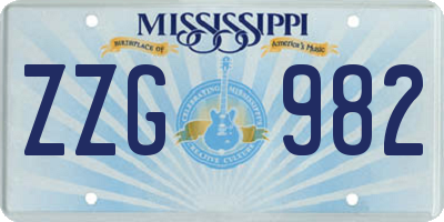 MS license plate ZZG982