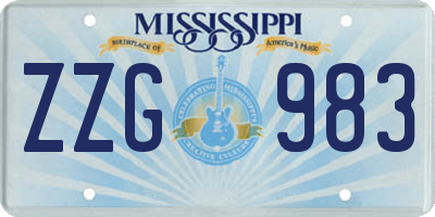 MS license plate ZZG983