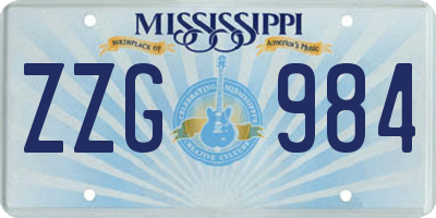 MS license plate ZZG984