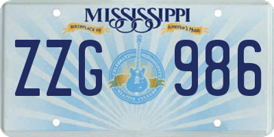 MS license plate ZZG986