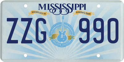 MS license plate ZZG990