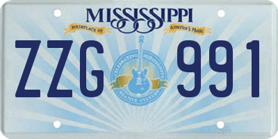 MS license plate ZZG991