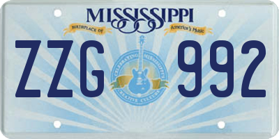 MS license plate ZZG992