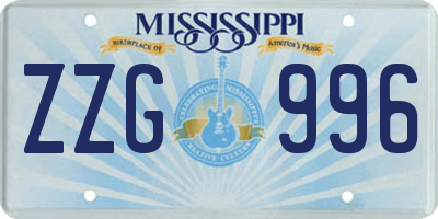 MS license plate ZZG996