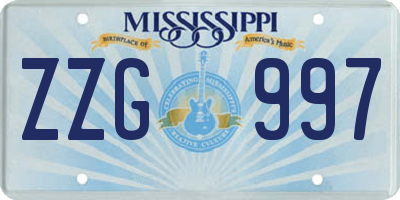 MS license plate ZZG997
