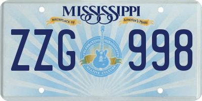MS license plate ZZG998