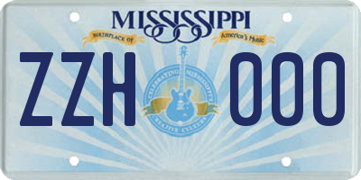 MS license plate ZZH000