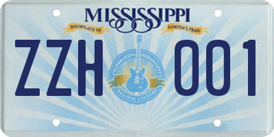 MS license plate ZZH001