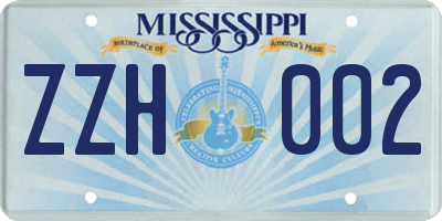 MS license plate ZZH002