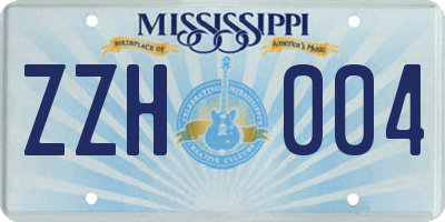 MS license plate ZZH004