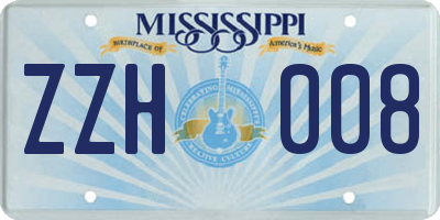 MS license plate ZZH008
