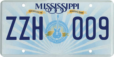 MS license plate ZZH009