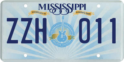 MS license plate ZZH011