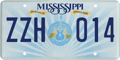 MS license plate ZZH014