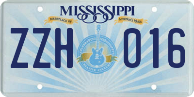 MS license plate ZZH016