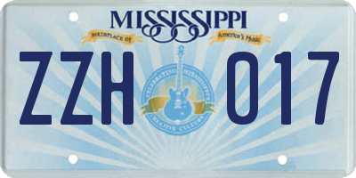MS license plate ZZH017