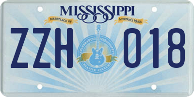 MS license plate ZZH018