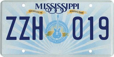 MS license plate ZZH019