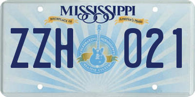 MS license plate ZZH021