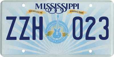 MS license plate ZZH023