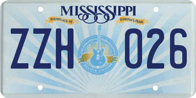 MS license plate ZZH026