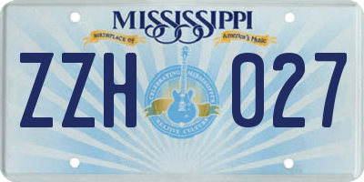 MS license plate ZZH027