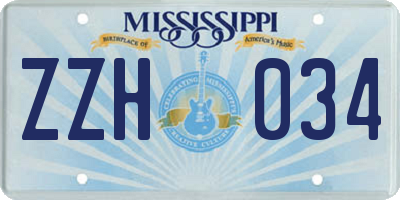 MS license plate ZZH034