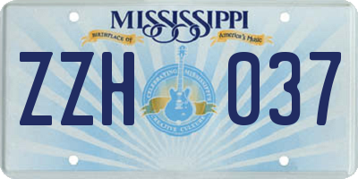 MS license plate ZZH037