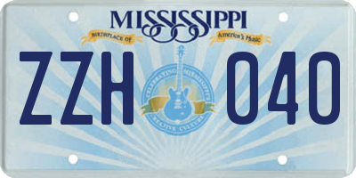 MS license plate ZZH040