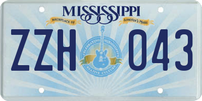 MS license plate ZZH043