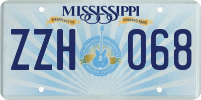 MS license plate ZZH068