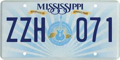 MS license plate ZZH071