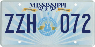 MS license plate ZZH072