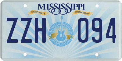 MS license plate ZZH094