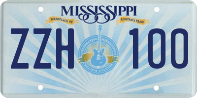 MS license plate ZZH100