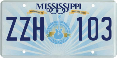 MS license plate ZZH103