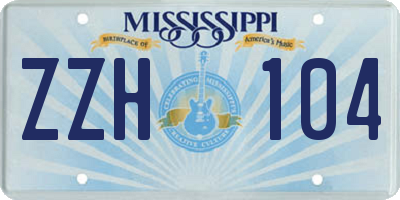 MS license plate ZZH104