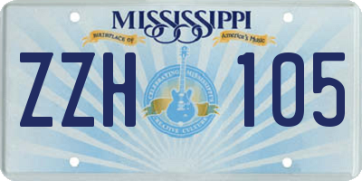 MS license plate ZZH105