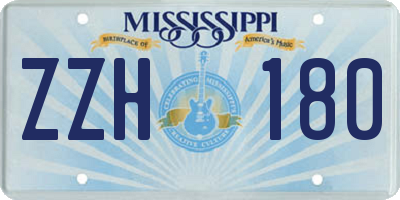 MS license plate ZZH180