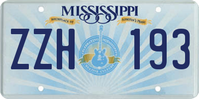 MS license plate ZZH193