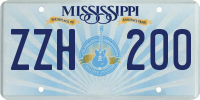 MS license plate ZZH200