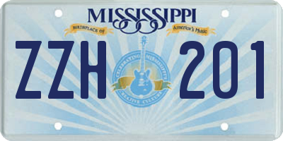 MS license plate ZZH201