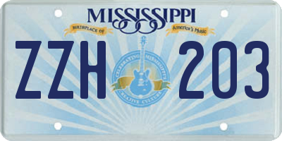 MS license plate ZZH203