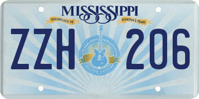 MS license plate ZZH206