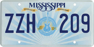 MS license plate ZZH209