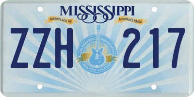 MS license plate ZZH217