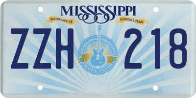 MS license plate ZZH218