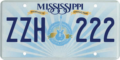 MS license plate ZZH222