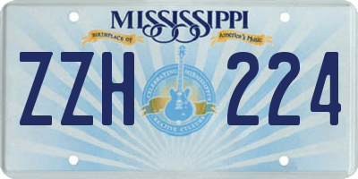 MS license plate ZZH224
