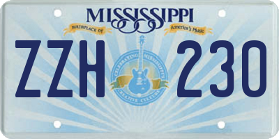 MS license plate ZZH230